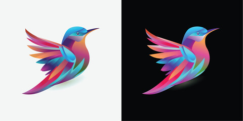 Flying Bird vector illustration Logo - birds logo - bird logo pack- Colorful & minimalist- Commercial usable & Fully Editable