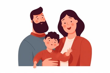 Fototapeta premium Generative AI. Set of warm hugs between kids, parents and little friends. Happy child embracing mother, father and other diverse children with love. Colored flat vector illustration isolated on white 
