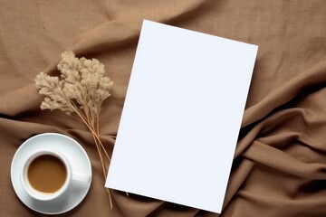 Obraz na płótnie Canvas white blank flyer mockup - empy paper on a table created using generative AI tools
