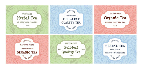 Sticker label design set for herbal tea package