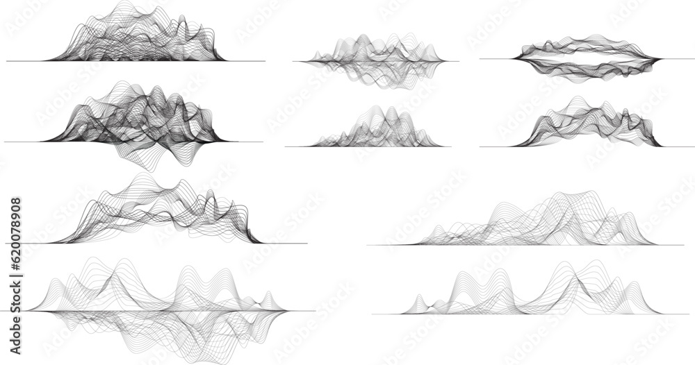 Fototapete Abstract flow lines background . Fluid wavy shape .Striped linear pattern . Music sound wave . Vector illustration