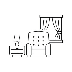 Interior Furniture icon design. Apartment interior icon. Living room furniture. Cosy home. 