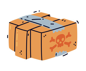 Dynamite as Explosive in Cardboard Box as Reactive Substance for Explosion Vector Illustration