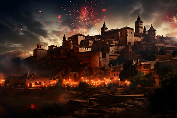 fire works over the castle