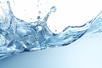 Pure blue water splash isolated on white background