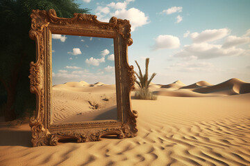 An empty ancient framework in the sands of desert