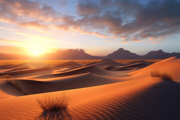 Fototapeta na wymiar Majestic dunes at sunset, stunning landscape