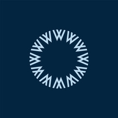 Abstract sun m w logo. This logo can be used in one flat color without losing its original impact. This logo means dynamic, trust, and innovation. This logo can be used for fintech, venture capital.