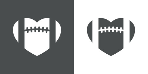 Logo i love american football. Silueta de pelota de fútbol americano con forma de corazón - obrazy, fototapety, plakaty