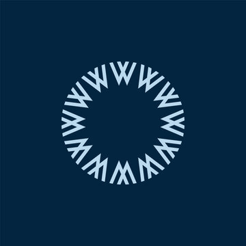 Abstract sun m w logo. This logo can be used in one flat color without losing its original impact. This logo means dynamic, trust, and innovation. This logo can be used for fintech, venture capital.