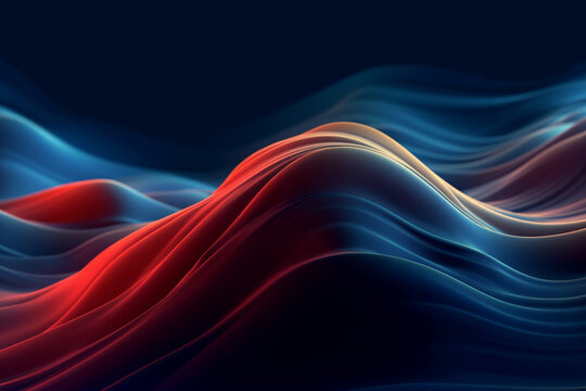 Abstract 3d waves background. Generative AI.