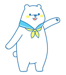 立って案内しているシロクマ　イラスト素材