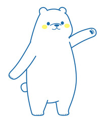 立って案内しているシロクマ　イラスト素材