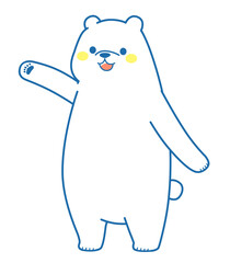 立って案内しているシロクマ　イラスト素材
