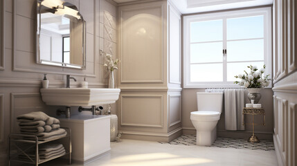 Fototapeta na wymiar interior design of a minimal bathroom. Interior design and architecture concept.
