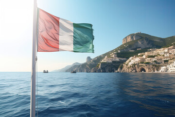 Amalfi Coast: Italy flag flying over crystal clear waters