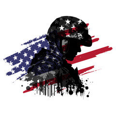 Veteran's day poster.Honoring all who served. Veteran's day illustration with american flag and soldier