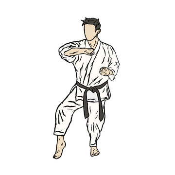 Karateka cartoon action pose