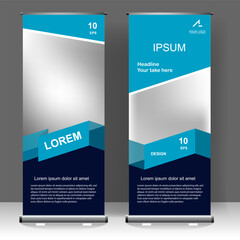 Roll up banner modern template design, for brochure, business, flyer, infographics. modern x-banner and flag-banner advertising. vector illustration