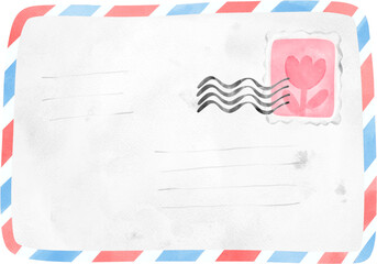 Vintage Envelope Mail Sealed with Wax, Elegantly Capturing the Essence of Sentimental Correspondence. Nostalgic Watercolour Illustration. 