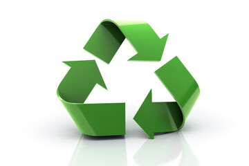 A green Recycle symbol on white background. 3d illustration of Recycle sign.. AI Generative