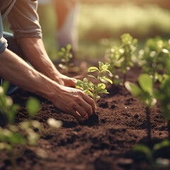 People plant trees to promote food crop production and resource recovery based on the concept of sustainability, global warming reduction and community involvement. Built with Generative AI technology