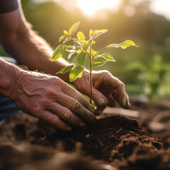 People plant trees to promote food crop production and resource recovery based on the concept of sustainability, global warming reduction and community involvement. Built with Generative AI technology