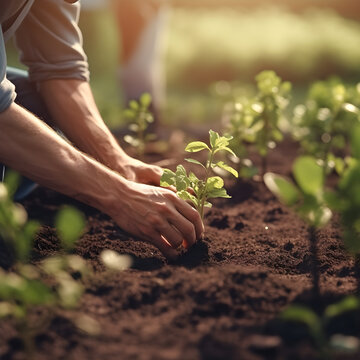 People Plant Trees To Promote Food Crop Production And Resource Recovery Based On The Concept Of Sustainability, Global Warming Reduction And Community Involvement. Built With Generative AI Technology