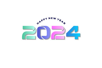 2024 new year logo design.with clipped colorful numbers on white background