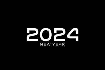 2024 new year logo design.with modern numbers, simple on black background