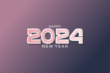 2024 new year logo design.with pink 3d numbers