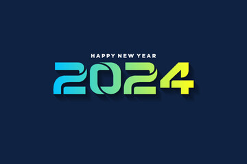 happy new year 2024 design. with colorful numbers and 3d cut-out effect