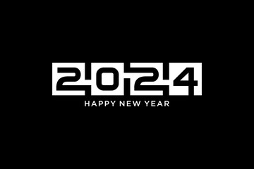happy new year 2024 logo design concept with numbers in interconnected boxes