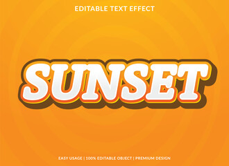 sunset editable text effect template with abstract background use for business brand and logo