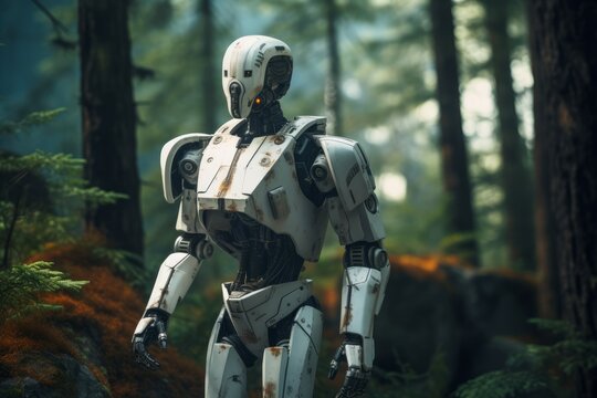 Futuristic robot forest. Generate Ai