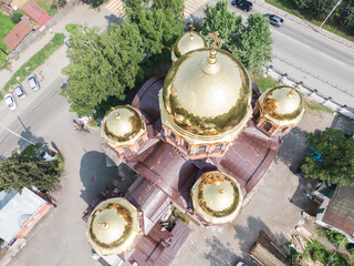 Aerial view of Cathedral of Peter and Paul in Tomsk, Siberia, Russia