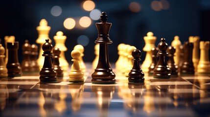 Chess pieces on the chessboard, Winner or victory concept, The concept of business success.