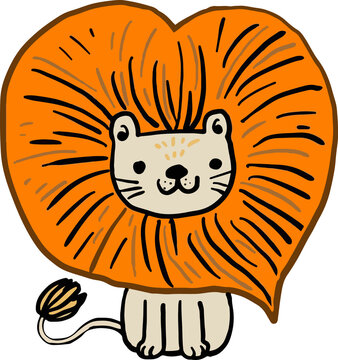 cartoon lion simple line art
