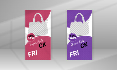 Colorful Vertical Web Banner Templates With Women's Handbags Sale