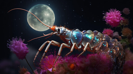 Illustration of Beautiful Lobster in Black Background