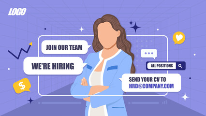 We are hiring banner design with beautiful business woman