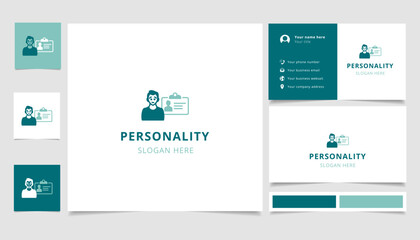 Personality logo design with editable slogan. Branding book and business card template.