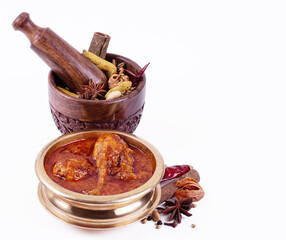 Delicious and spicy chicken curry with spices