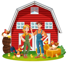 Cute young couple farmer at the farm