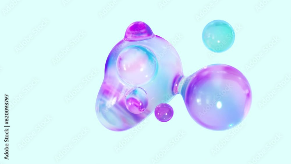 Poster metaball animation to transform liquid blobs. background of 4k ultra hd 3d abstract colorful metabal