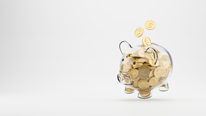 Saving money coins in glass plant growing. planning management Investment financial concept. 3d rendering.