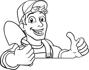 Gardener Cartoon Garden Spade Handyman Farmer