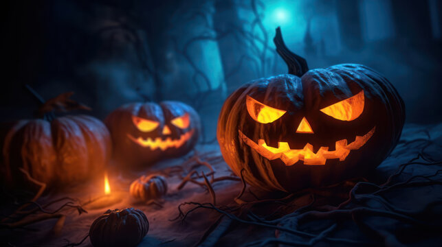 Scary halloween pumpkins