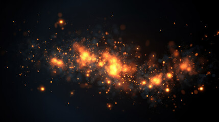 Glowing particles on a black background