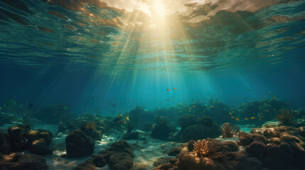 Fototapeta na wymiar Underwater light rays